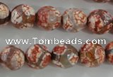 CAG5359 15.5 inches 12mm faceted round tibetan agate beads wholesale