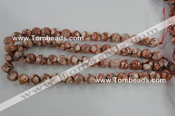 CAG5359 15.5 inches 12mm faceted round tibetan agate beads wholesale