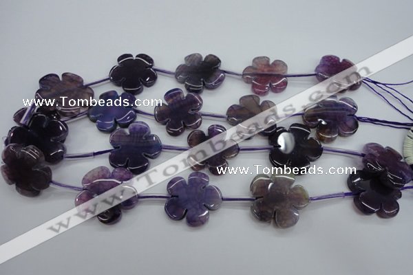 CAG5397 15.5 inches 26mm – 28mm carved flower dragon veins agate beads