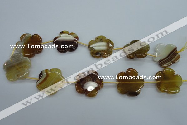 CAG5401 15.5 inches 30mm carved flower dragon veins agate beads