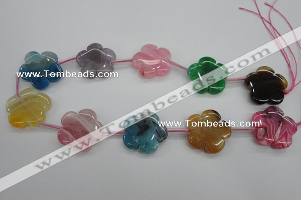 CAG5402 15.5 inches 30mm carved flower dragon veins agate beads