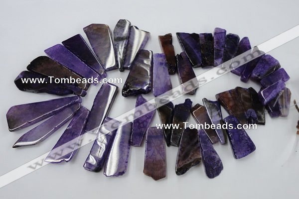 CAG5453 15.5 inches 12*28mm - 22*60mm freeform agate gemstone beads