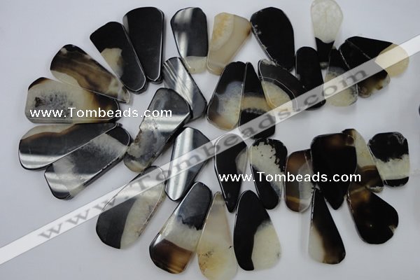 CAG5469 15.5 inches 25*35mm - 30*60mm freeform agate gemstone beads