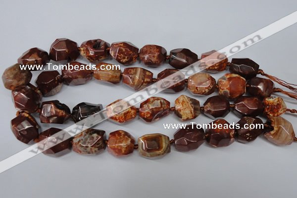 CAG5517 15.5 inches 18*22mm faceted nuggets agate gemstone beads