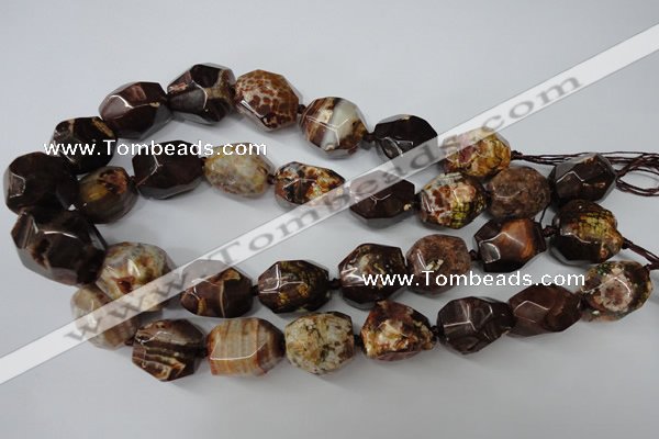 CAG5518 15.5 inches 20*22mm faceted nuggets agate gemstone beads