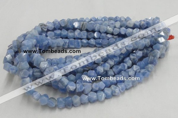 CAG557 16 inches 8*12mm faceted freeform blue agate beads wholesale