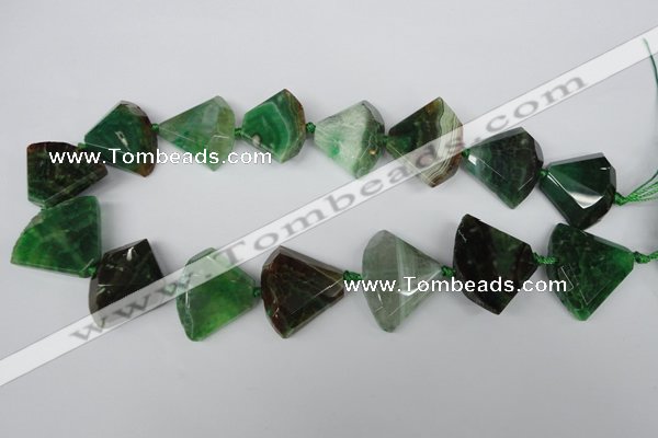 CAG5579 15 inches 22*30mm faceted triangle dragon veins agate beads