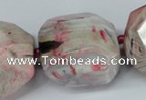 CAG5597 15 inches 25mm faceted nuggets agate gemstone beads