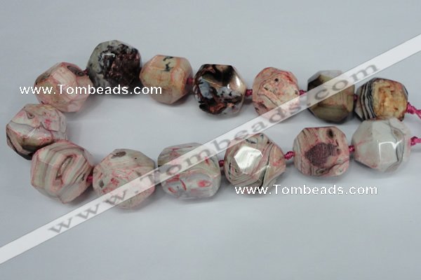CAG5597 15 inches 25mm faceted nuggets agate gemstone beads