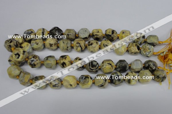 CAG5599 15 inches 15mm faceted nuggets agate gemstone beads