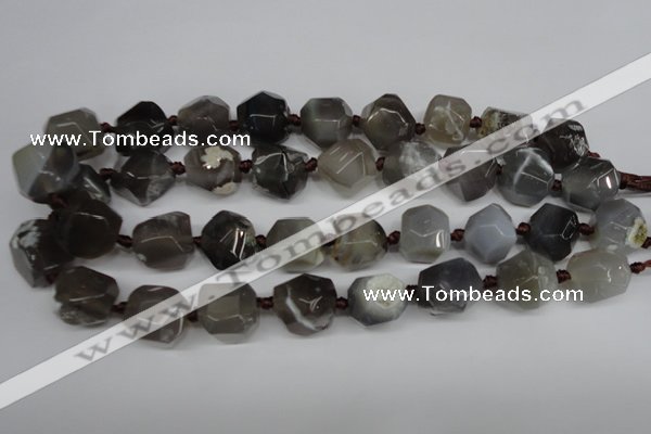 CAG5614 15 inches 18mm faceted nuggets agate gemstone beads