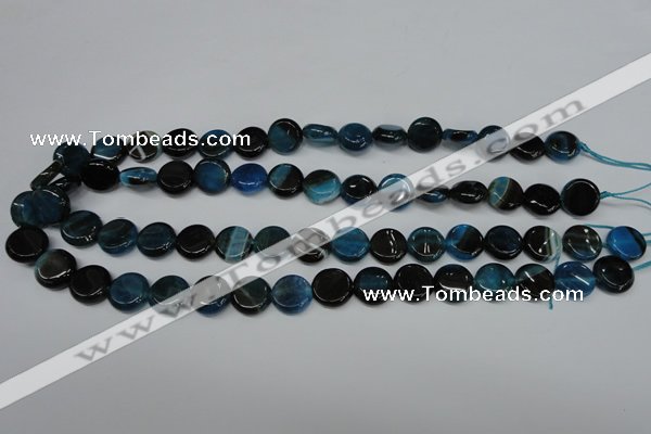 CAG5627 15 inches 12mm flat round dragon veins agate beads