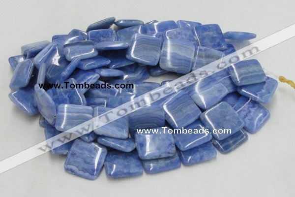 CAG563 16 inches 30*30mm square blue agate gemstone beads wholesale