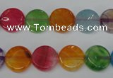 CAG5634 15 inches 12mm flat round dragon veins agate beads