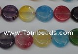 CAG5635 15 inches 12mm flat round dragon veins agate beads