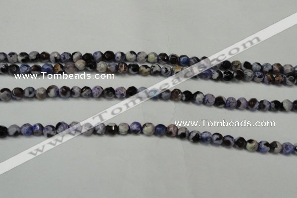 CAG5654 15 inches 4mm faceted round fire crackle agate beads