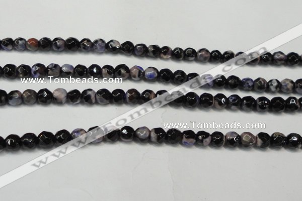 CAG5655 15 inches 4mm faceted round fire crackle agate beads