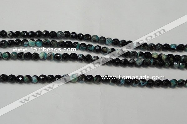 CAG5657 15 inches 4mm faceted round fire crackle agate beads