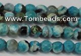 CAG5659 15 inches 4mm faceted round fire crackle agate beads