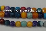 CAG5660 15 inches 4mm faceted round fire crackle agate beads