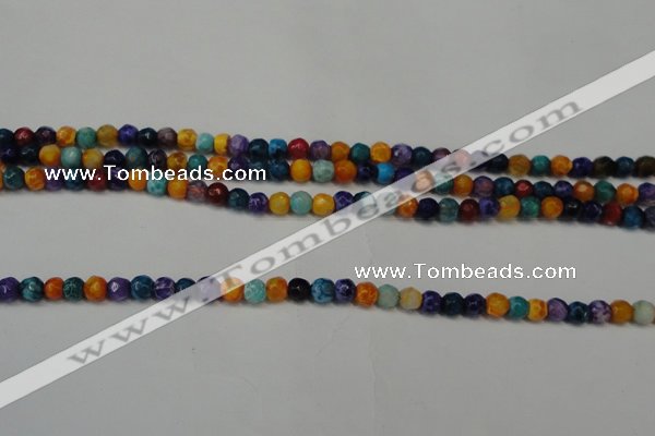 CAG5660 15 inches 4mm faceted round fire crackle agate beads