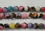 CAG5661 15 inches 4mm faceted round fire crackle agate beads