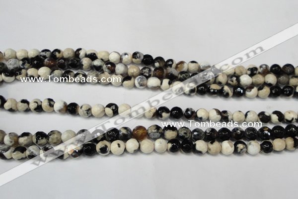 CAG5665 15 inches 6mm faceted round fire crackle agate beads