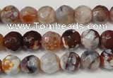 CAG5667 15 inches 6mm faceted round fire crackle agate beads