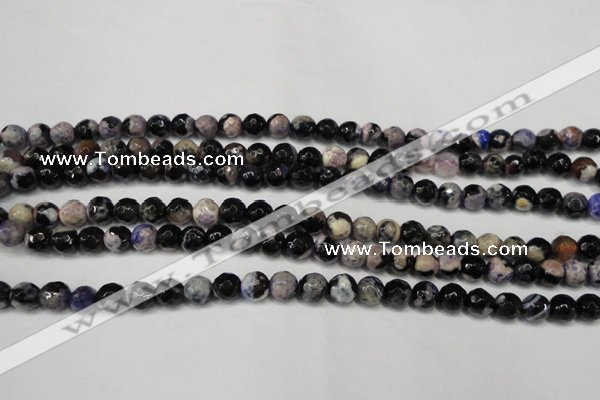 CAG5668 15 inches 6mm faceted round fire crackle agate beads