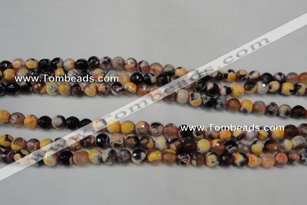 CAG5671 15 inches 6mm faceted round fire crackle agate beads