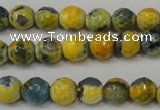 CAG5673 15 inches 6mm faceted round fire crackle agate beads