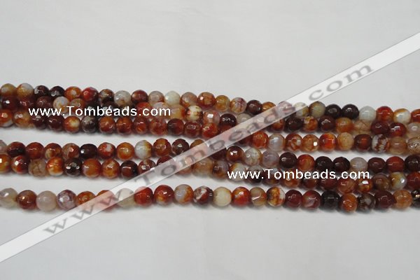 CAG5675 15 inches 6mm faceted round fire crackle agate beads