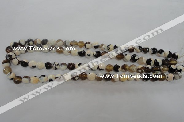 CAG5681 15 inches 8mm faceted round fire crackle agate beads