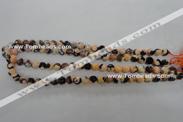 CAG5682 15 inches 8mm faceted round fire crackle agate beads