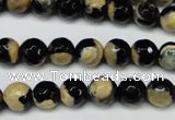 CAG5683 15 inches 8mm faceted round fire crackle agate beads