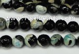 CAG5684 15 inches 8mm faceted round fire crackle agate beads