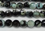 CAG5685 15 inches 8mm faceted round fire crackle agate beads