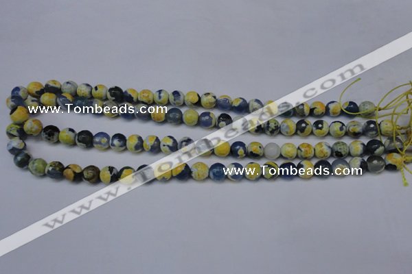 CAG5688 15 inches 8mm faceted round fire crackle agate beads