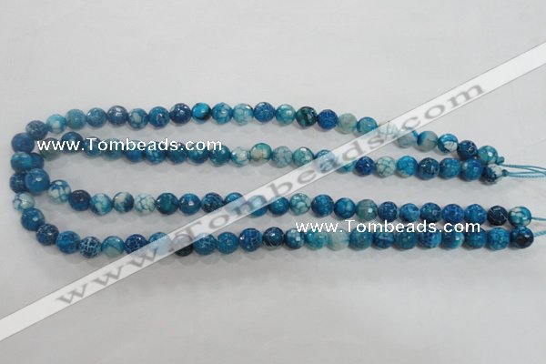 CAG5697 15 inches 8mm faceted round fire crackle agate beads