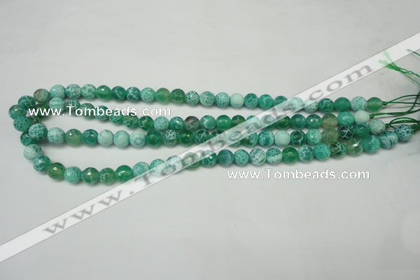 CAG5698 15 inches 8mm faceted round fire crackle agate beads