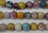 CAG5700 15 inches 8mm faceted round fire crackle agate beads