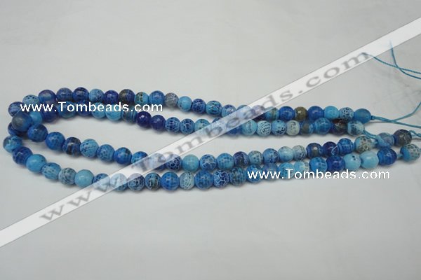 CAG5703 15 inches 8mm faceted round fire crackle agate beads