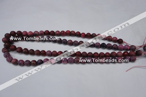 CAG5704 15 inches 8mm faceted round fire crackle agate beads