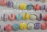 CAG5706 15 inches 8mm faceted round tibetan agate beads wholesale