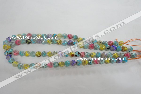 CAG5707 15 inches 8mm faceted round tibetan agate beads wholesale