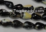 CAG5712 15 inches 8*12mm faceted teardrop fire crackle agate beads