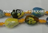 CAG5716 15 inches 10*14mm faceted teardrop fire crackle agate beads