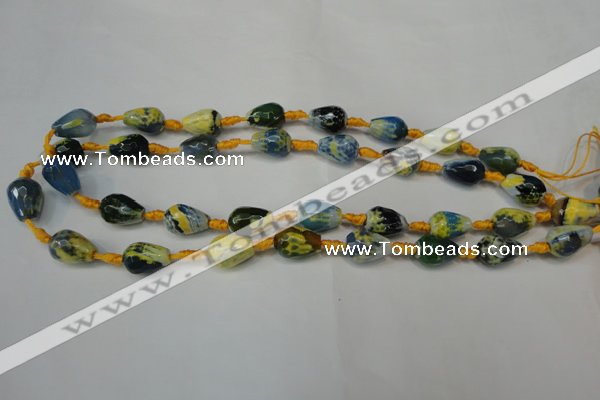 CAG5716 15 inches 10*14mm faceted teardrop fire crackle agate beads