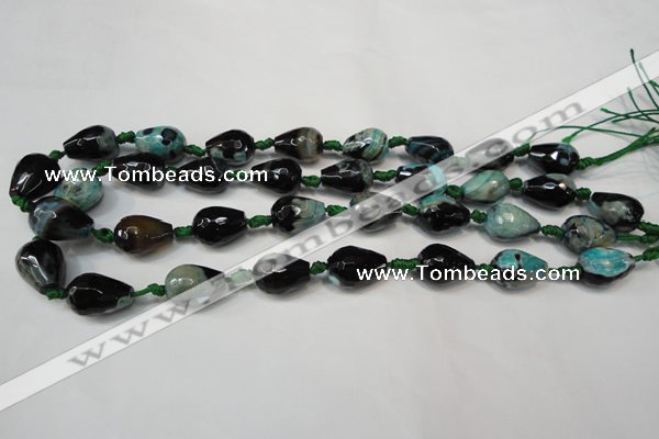 CAG5722 15 inches 12*16mm faceted teardrop fire crackle agate beads