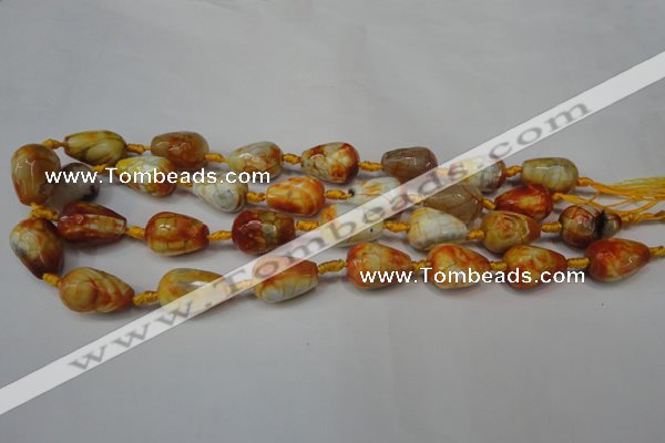 CAG5726 15 inches 13*18mm faceted teardrop fire crackle agate beads